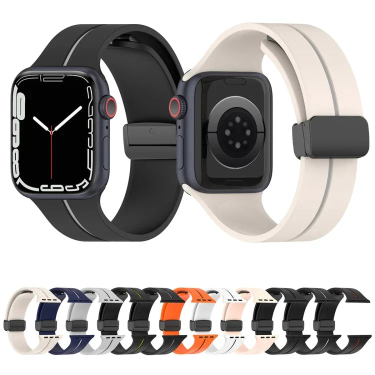 二色折りたたみバックルシリコン時計バンド、Apple Watch 9 45mm用、Apple Watch 9 41mm用
