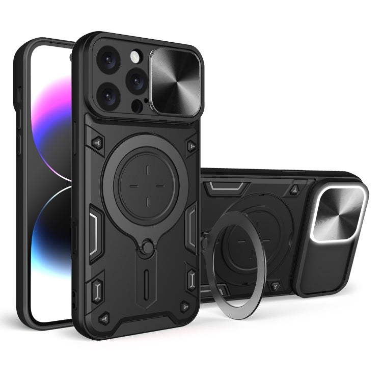 CDテクスチャスライディングカムシールド磁気ホルダースマホケース、iPhone 17e / 16e用、iPhone 17 Pro Max用、iPhone 17 Pro用、iPhone 17用、iPhone Air用、iPhone 16 Pro Max用、iPhone 16 Pro用、iPhone 16 Plus用