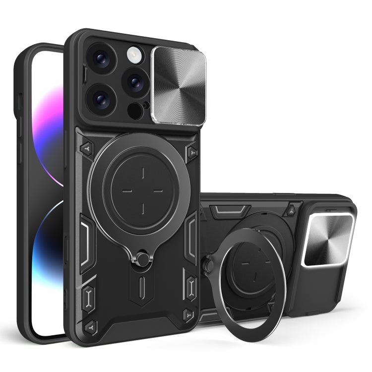 CDテクスチャスライディングカムシールド磁気ホルダースマホケース、iPhone 17e / 16e用、iPhone 17 Pro Max用、iPhone 17 Pro用、iPhone 17用、iPhone Air用、iPhone 16 Pro Max用、iPhone 16 Pro用、iPhone 16 Plus用
