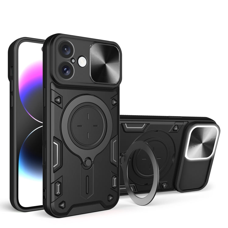 CDテクスチャスライディングカムシールド磁気ホルダースマホケース、iPhone 17e / 16e用、iPhone 17 Pro Max用、iPhone 17 Pro用、iPhone 17用、iPhone Air用、iPhone 16 Pro Max用、iPhone 16 Pro用、iPhone 16 Plus用