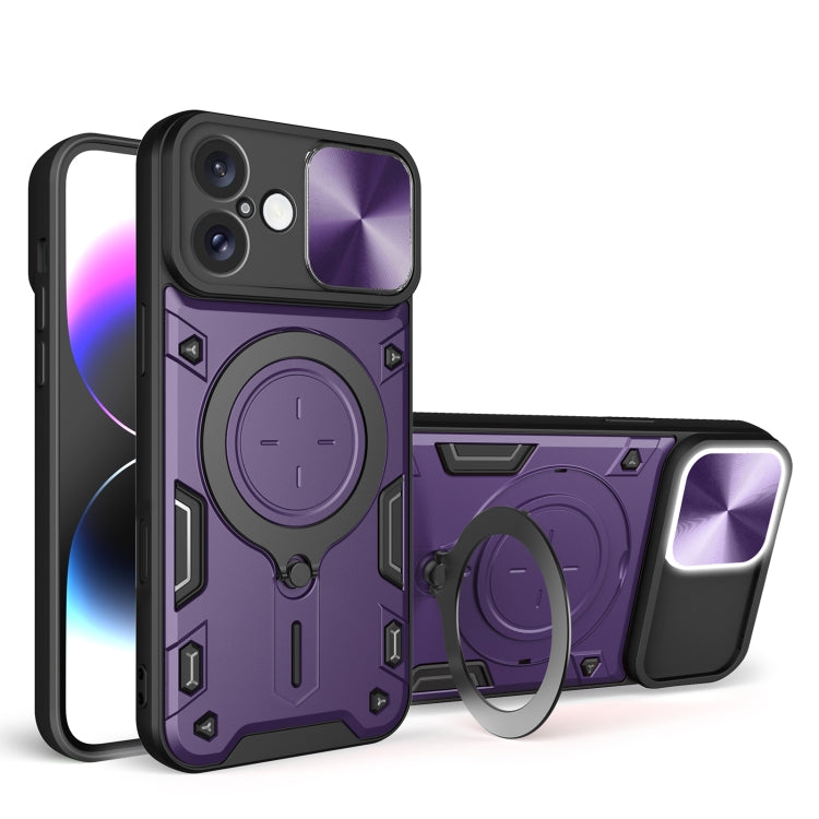 CDテクスチャスライディングカムシールド磁気ホルダースマホケース、iPhone 17e / 16e用、iPhone 17 Pro Max用、iPhone 17 Pro用、iPhone 17用、iPhone Air用、iPhone 16 Pro Max用、iPhone 16 Pro用、iPhone 16 Plus用