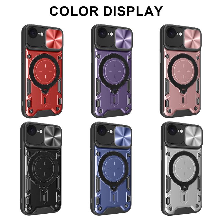 CDテクスチャスライディングカムシールド磁気ホルダースマホケース、iPhone 17e / 16e用、iPhone 17 Pro Max用、iPhone 17 Pro用、iPhone 17用、iPhone Air用、iPhone 16 Pro Max用、iPhone 16 Pro用、iPhone 16 Plus用