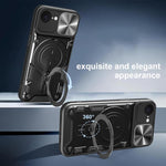 CDテクスチャスライディングカムシールド磁気ホルダースマホケース、iPhone 17e / 16e用、iPhone 17 Pro Max用、iPhone 17 Pro用、iPhone 17用、iPhone Air用、iPhone 16 Pro Max用、iPhone 16 Pro用、iPhone 16 Plus用