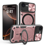 CDテクスチャスライディングカムシールド磁気ホルダースマホケース、iPhone 17e / 16e用、iPhone 17 Pro Max用、iPhone 17 Pro用、iPhone 17用、iPhone Air用、iPhone 16 Pro Max用、iPhone 16 Pro用、iPhone 16 Plus用