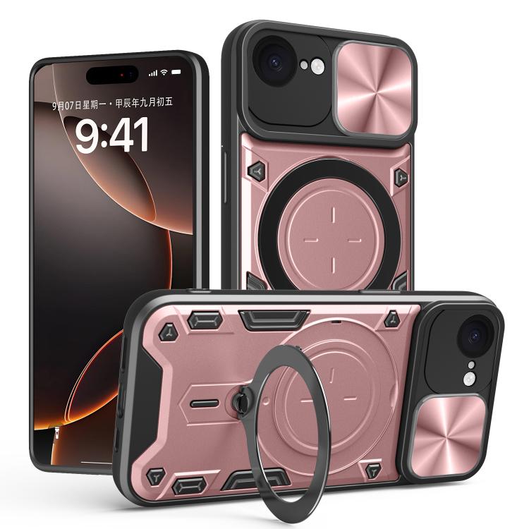 CDテクスチャスライディングカムシールド磁気ホルダースマホケース、iPhone 17e / 16e用、iPhone 17 Pro Max用、iPhone 17 Pro用、iPhone 17用、iPhone Air用、iPhone 16 Pro Max用、iPhone 16 Pro用、iPhone 16 Plus用