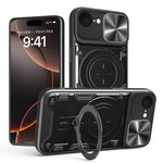 CDテクスチャスライディングカムシールド磁気ホルダースマホケース、iPhone 17e / 16e用、iPhone 17 Pro Max用、iPhone 17 Pro用、iPhone 17用、iPhone Air用、iPhone 16 Pro Max用、iPhone 16 Pro用、iPhone 16 Plus用