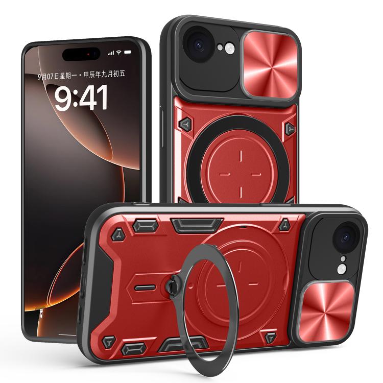 CDテクスチャスライディングカムシールド磁気ホルダースマホケース、iPhone 17e / 16e用、iPhone 17 Pro Max用、iPhone 17 Pro用、iPhone 17用、iPhone Air用、iPhone 16 Pro Max用、iPhone 16 Pro用、iPhone 16 Plus用