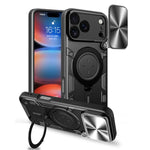 CDテクスチャスライディングカムシールド磁気ホルダースマホケース、iPhone 17e / 16e用、iPhone 17 Pro Max用、iPhone 17 Pro用、iPhone 17用、iPhone Air用、iPhone 16 Pro Max用、iPhone 16 Pro用、iPhone 16 Plus用