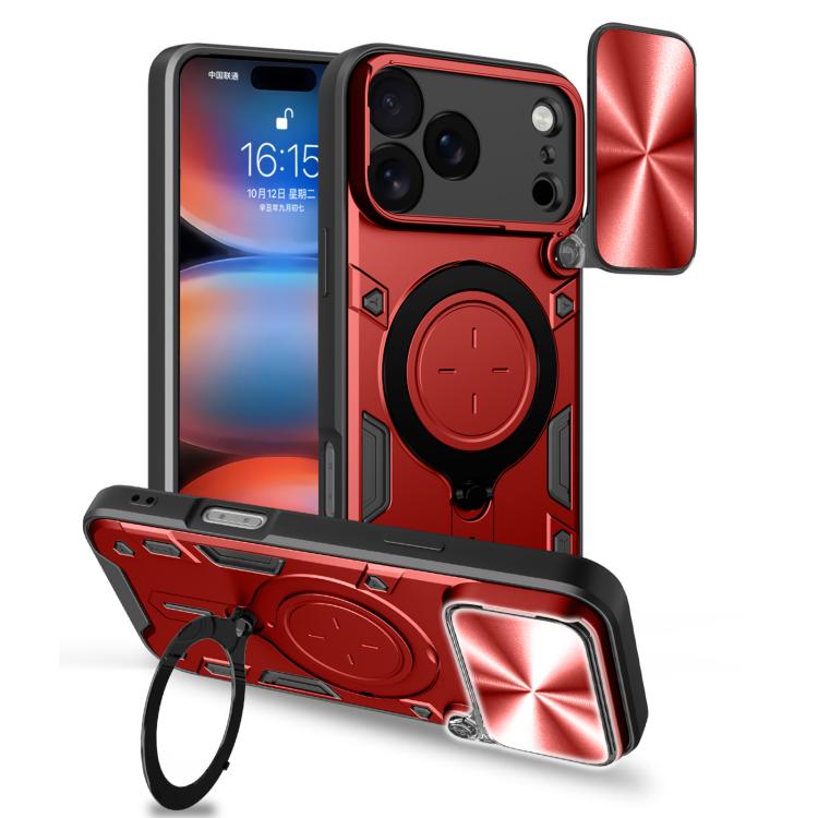 CDテクスチャスライディングカムシールド磁気ホルダースマホケース、iPhone 17e / 16e用、iPhone 17 Pro Max用、iPhone 17 Pro用、iPhone 17用、iPhone Air用、iPhone 16 Pro Max用、iPhone 16 Pro用、iPhone 16 Plus用