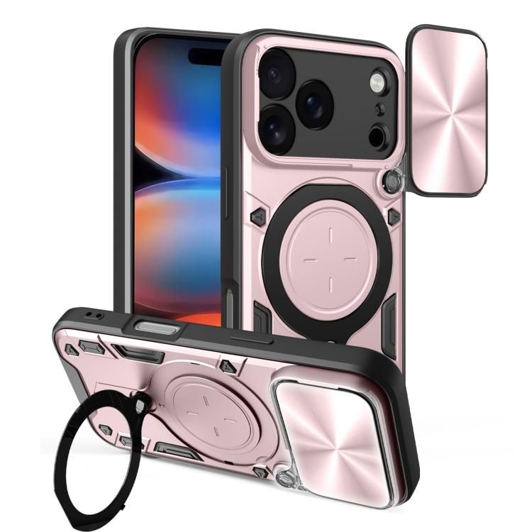 CDテクスチャスライディングカムシールド磁気ホルダースマホケース、iPhone 17e / 16e用、iPhone 17 Pro Max用、iPhone 17 Pro用、iPhone 17用、iPhone Air用、iPhone 16 Pro Max用、iPhone 16 Pro用、iPhone 16 Plus用