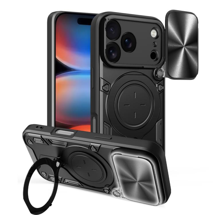 CDテクスチャスライディングカムシールド磁気ホルダースマホケース、iPhone 17e / 16e用、iPhone 17 Pro Max用、iPhone 17 Pro用、iPhone 17用、iPhone Air用、iPhone 16 Pro Max用、iPhone 16 Pro用、iPhone 16 Plus用