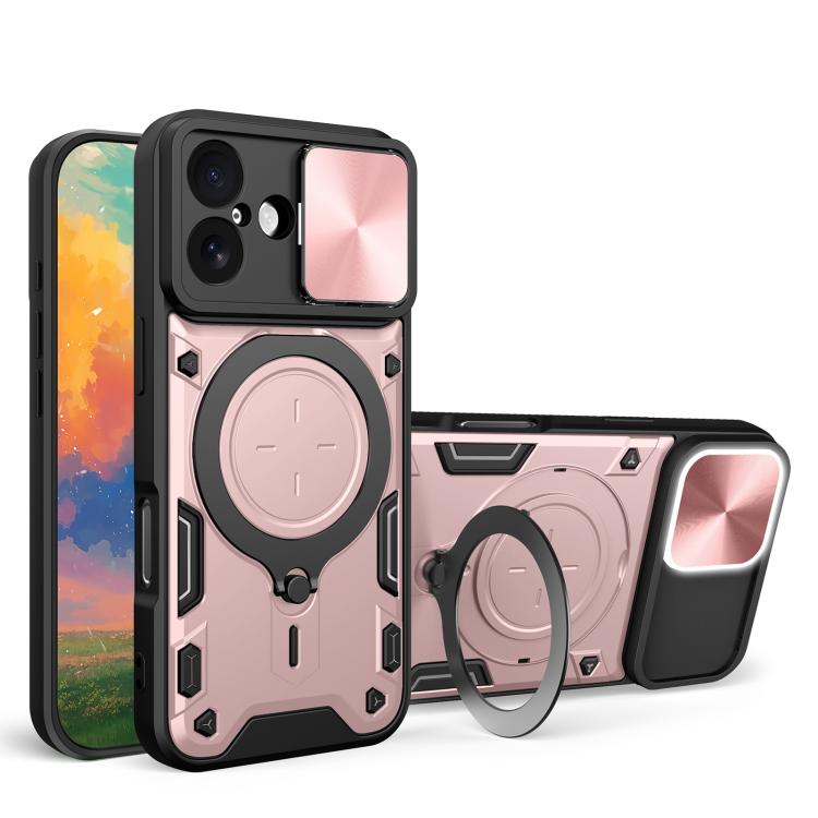 CDテクスチャスライディングカムシールド磁気ホルダースマホケース、iPhone 17e / 16e用、iPhone 17 Pro Max用、iPhone 17 Pro用、iPhone 17用、iPhone Air用、iPhone 16 Pro Max用、iPhone 16 Pro用、iPhone 16 Plus用