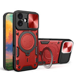 CDテクスチャスライディングカムシールド磁気ホルダースマホケース、iPhone 17e / 16e用、iPhone 17 Pro Max用、iPhone 17 Pro用、iPhone 17用、iPhone Air用、iPhone 16 Pro Max用、iPhone 16 Pro用、iPhone 16 Plus用
