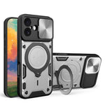 CDテクスチャスライディングカムシールド磁気ホルダースマホケース、iPhone 17e / 16e用、iPhone 17 Pro Max用、iPhone 17 Pro用、iPhone 17用、iPhone Air用、iPhone 16 Pro Max用、iPhone 16 Pro用、iPhone 16 Plus用