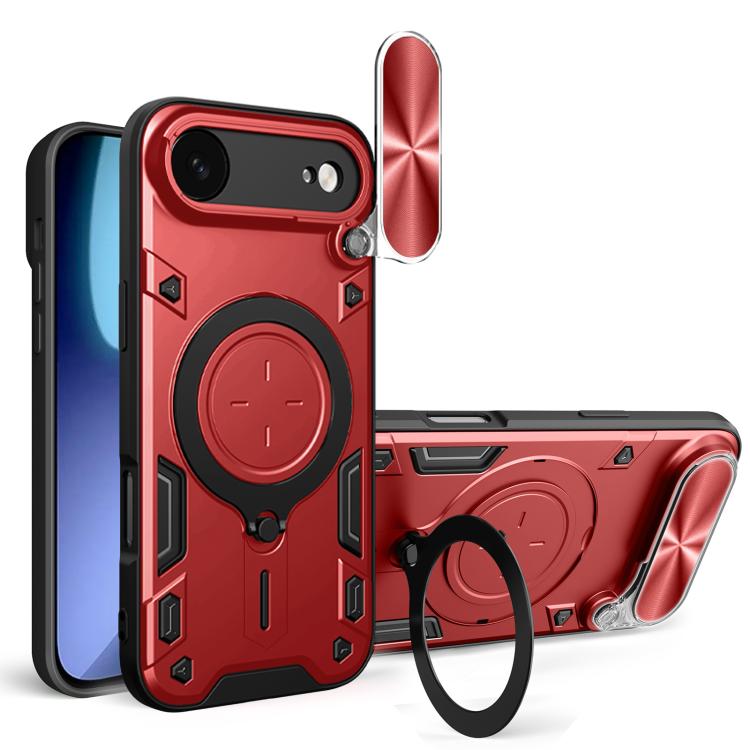 CDテクスチャスライディングカムシールド磁気ホルダースマホケース、iPhone 17e / 16e用、iPhone 17 Pro Max用、iPhone 17 Pro用、iPhone 17用、iPhone Air用、iPhone 16 Pro Max用、iPhone 16 Pro用、iPhone 16 Plus用