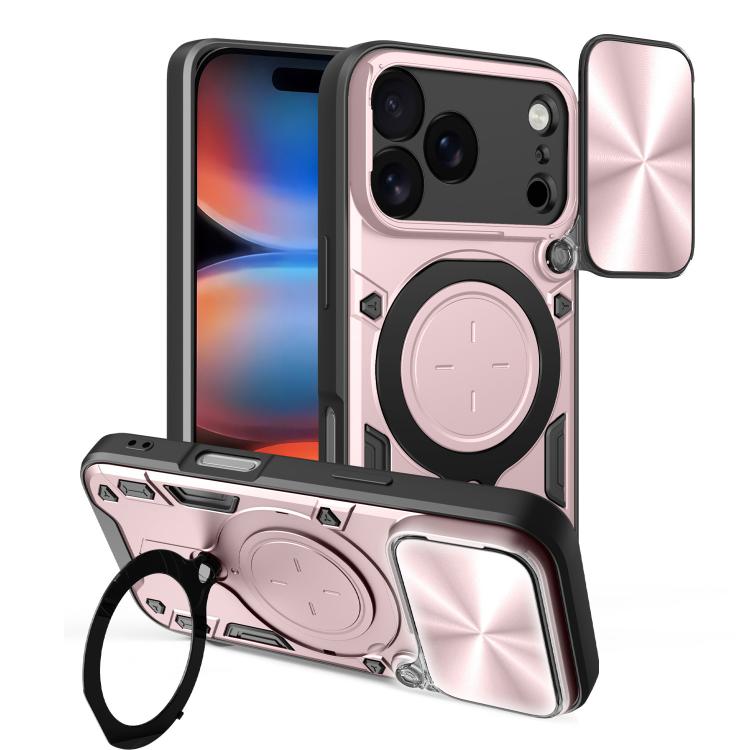 CDテクスチャスライディングカムシールド磁気ホルダースマホケース、iPhone 17e / 16e用、iPhone 17 Pro Max用、iPhone 17 Pro用、iPhone 17用、iPhone Air用、iPhone 16 Pro Max用、iPhone 16 Pro用、iPhone 16 Plus用