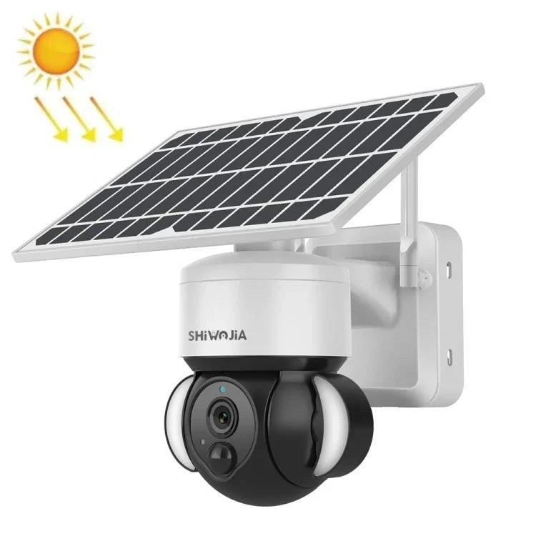 SHIWOJIA IP66防水 4G 3MP ソーラードームIPカメラ、双方向音声＆PIR動体検知＆ナイトビジョン、EU、AU、US
