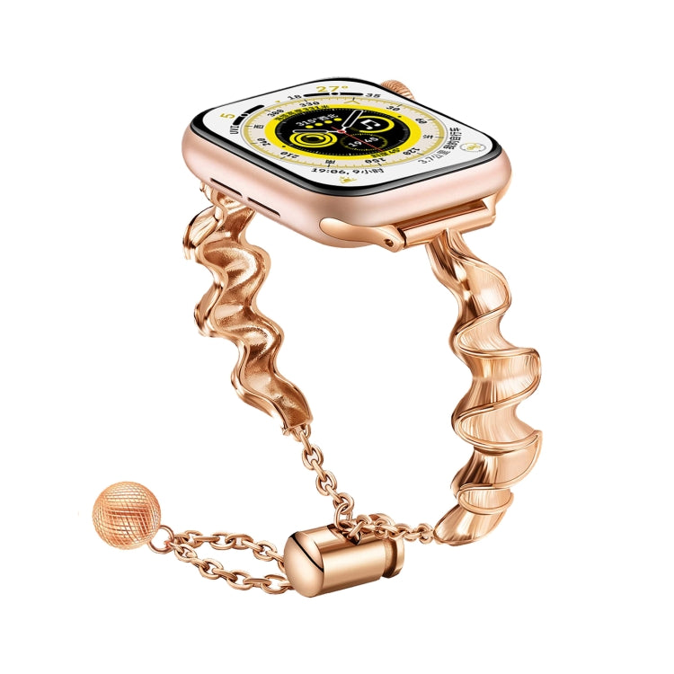 リボンウェーブメタルウォッチバンド、Apple Watch Series 10 46mm用、Apple Watch Series 10 42mm用、Apple Watch SE 2023 44mm用、Apple Watch SE 2023 40mm用、Apple Watch Ultra 2 49mm用、Apple Watch 9 45mm用、Apple Watch 9 41mm用