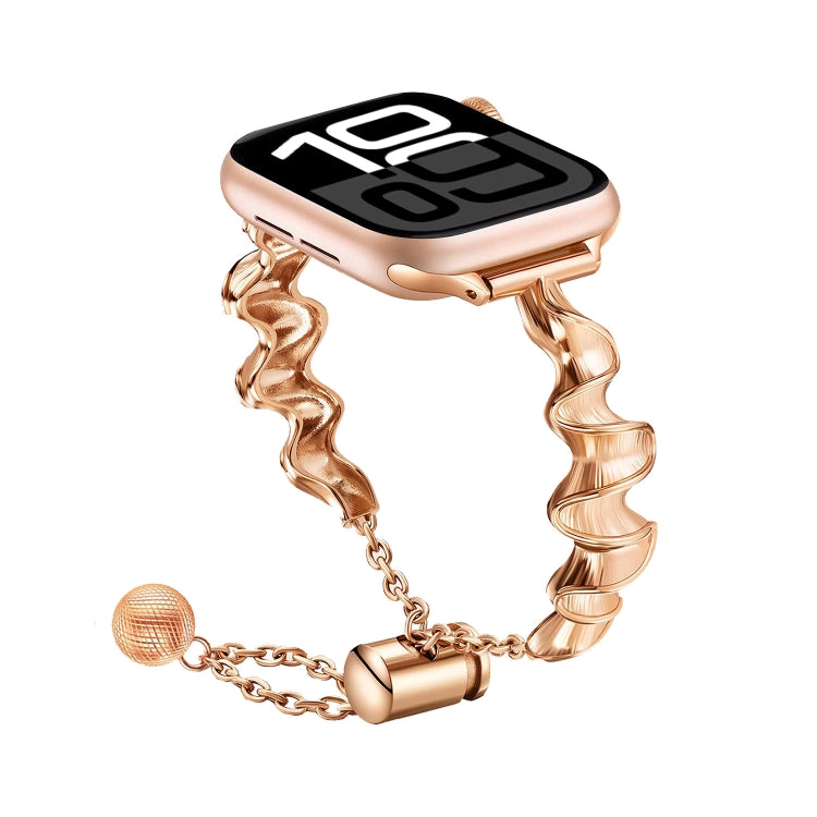 リボンウェーブメタルウォッチバンド、Apple Watch Series 10 46mm用、Apple Watch Series 10 42mm用、Apple Watch SE 2023 44mm用、Apple Watch SE 2023 40mm用、Apple Watch Ultra 2 49mm用、Apple Watch 9 45mm用、Apple Watch 9 41mm用