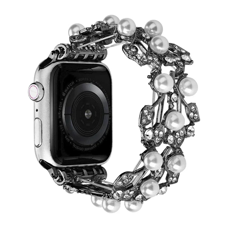四つ葉ビーズメタルウォッチバンド Apple Watch 6 40mm用、Apple Watch 6 44mm用、Apple Watch 5 44mm用、Apple Watch 5 40mm用、Apple Watch 4 44mm用、Apple Watch 4 40mm用、Apple Watch 3 38mm用、Apple Watch 3 42mm用、Apple Watch 2 42mm用