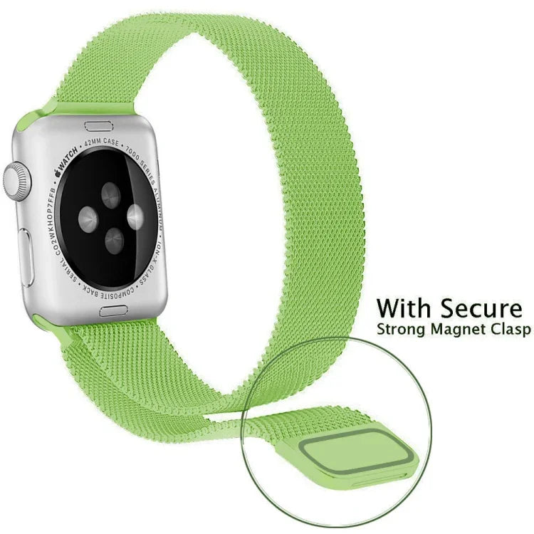 Apple Watch用 ミラネーゼループ磁気ステンレススチールウォッチバンド、5＆4 40mm／3＆2＆1 38mm用、5＆4 44mm／3＆2＆1 42mm用
