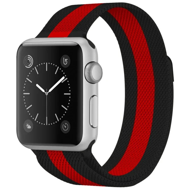 Apple Watch用 ミラネーゼループ磁気ステンレススチールウォッチバンド、5＆4 40mm／3＆2＆1 38mm用、5＆4 44mm／3＆2＆1 42mm用