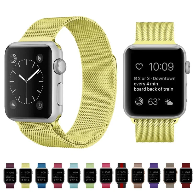 Apple Watch用 ミラネーゼループ磁気ステンレススチールウォッチバンド、5＆4 40mm／3＆2＆1 38mm用、5＆4 44mm／3＆2＆1 42mm用