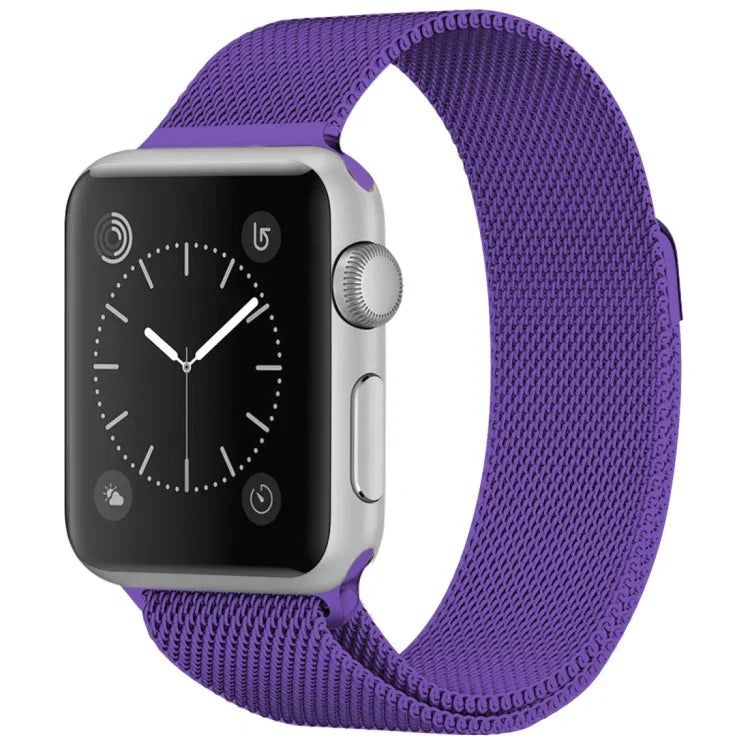 Apple Watch用 ミラネーゼループ磁気ステンレススチールウォッチバンド、5＆4 40mm／3＆2＆1 38mm用、5＆4 44mm／3＆2＆1 42mm用
