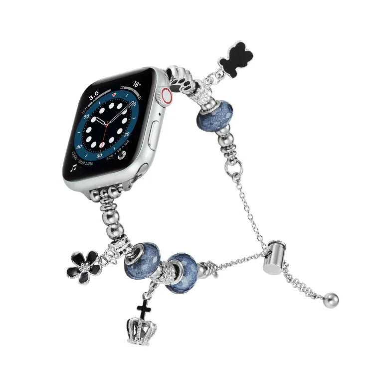 ビーズブレスレットメタルウォッチバンド、Apple Watch 8 45mm用、Apple Watch SE 2022 40mm用、Apple Watch SE 2022 44mm用、Apple Watch 7 41mm用、Apple Watch 7 45mm用、Apple Watch SE 40mm用、Apple Watch SE 44mm用、Apple Watch 6 40mm用