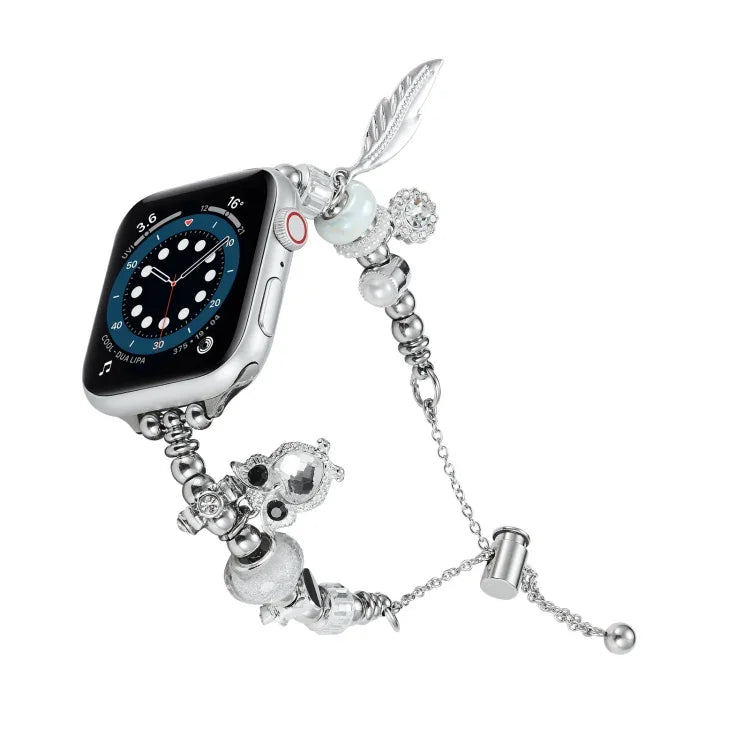 ビーズブレスレットメタルウォッチバンド、Apple Watch Series 10 46mm用、Apple Watch Series 10 42mm用、Apple Watch SE 2023 44mm用、Apple Watch SE 2023 40mm用、Apple Watch Ultra 2 49mm用、Apple Watch 9 45mm用、Apple Watch 9 41mm用