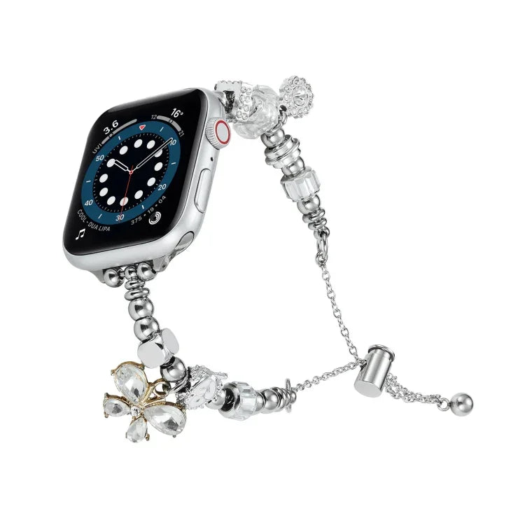 ビーズブレスレットメタルウォッチバンド、Apple Watch Series 10 46mm用、Apple Watch Series 10 42mm用、Apple Watch SE 2023 44mm用、Apple Watch SE 2023 40mm用、Apple Watch Ultra 2 49mm用、Apple Watch 9 45mm用、Apple Watch 9 41mm用
