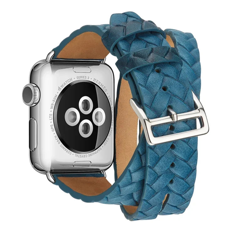 トップグレインレザー型押しクラウンウォッチバンド、Apple Watch シリーズ5＆4 40mm／3＆2＆1 38mm用、Apple Watch シリーズ7 45mm／6＆SE＆5＆4 44mm／3＆2＆1 42mm用