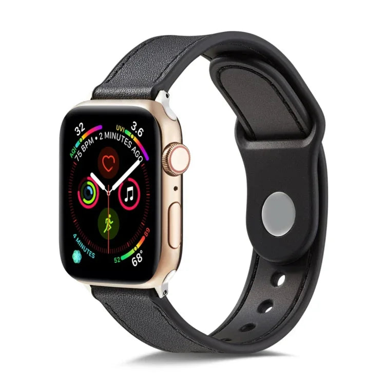 シングルバックル TPU+本革ウォッチバンド、Apple Watch Series 7 41mm / 6 & SE & 5 & 4 40mm / 3 & 2 & 1 38mm対応、Apple Watch Series 7 45mm / 6 & SE & 5 & 4 44mm / 3 & 2 & 1 42mm対応、Apple Watch Series 8&7 41mm / SE 2&6&SE&5&4 40mm / 3&2&1 38mm対応