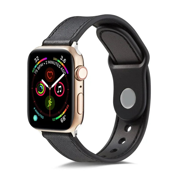 シングルバックル TPU+本革ウォッチバンド、Apple Watch Series 7 41mm / 6 & SE & 5 & 4 40mm / 3 & 2 & 1 38mm対応、Apple Watch Series 7 45mm / 6 & SE & 5 & 4 44mm / 3 & 2 & 1 42mm対応、Apple Watch Series 8&7 41mm / SE 2&6&SE&5&4 40mm / 3&2&1 38mm対応