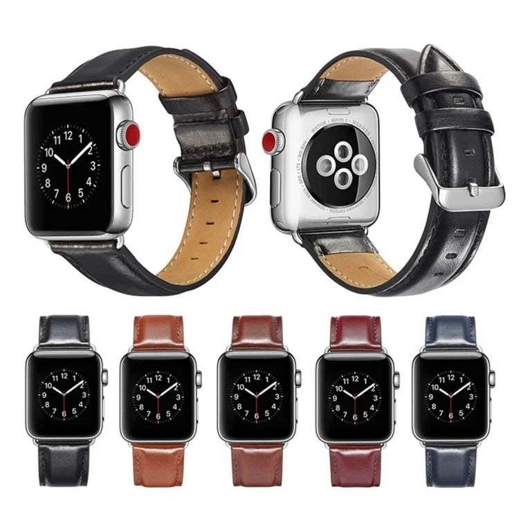 クレイジーホーステクスチャー トップグレインレザーウォッチバンド、Apple Watch Series 7 41mm / 6 & SE & 5 & 4 40mm / 3 & 2 & 1 38mm対応、Apple Watch Series 7 45mm / 6 & SE & 5 & 4 44mm / 3 & 2 & 1 42mm対応