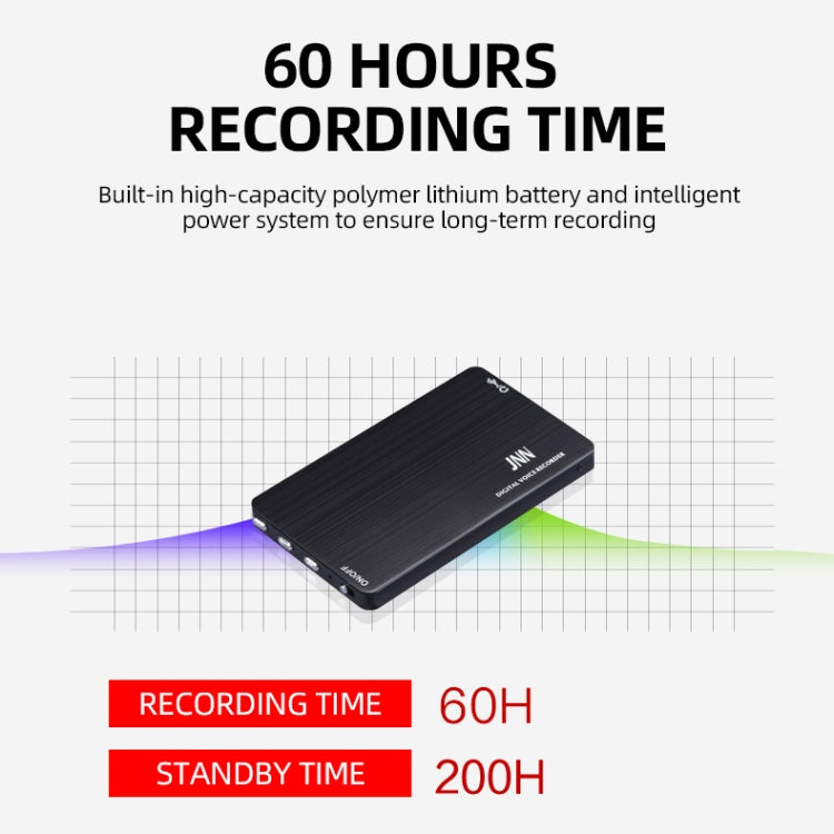 JNN M2 超薄型HDノイズリダクションインテリジェント制御音声ボイスレコーダー、4GB、8GB、16GB、32GB、64GB