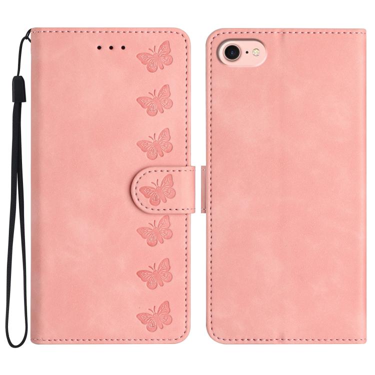 七蝶型押しレザー携帯ケース、iPhone 16e / 17e用、iPhone 17 Pro Max用、iPhone 17 Pro用、iPhone 17用、iPhone Air用、iPhone 16 Pro Max用、iPhone 16 Pro用、iPhone 16 Plus用