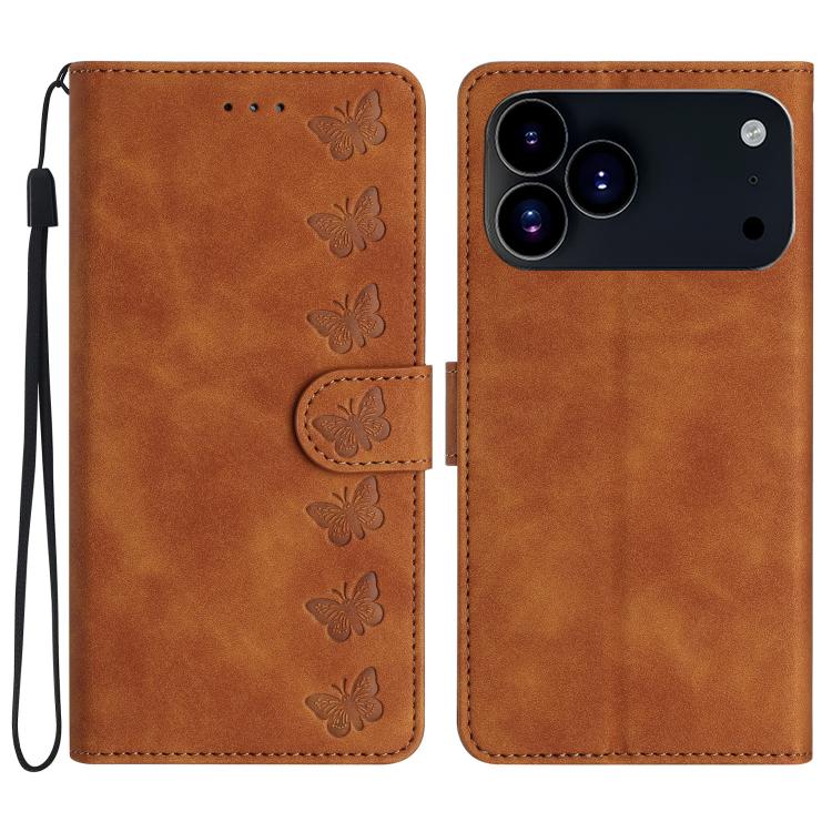 Seven Butterflies Embossed Leather Phone Case, For iPhone 18 Pro / 17 Pro, For iPhone 18 Pro Max / 17 Pro Max, For iPhone 16e / 17e, For iPhone 17, For iPhone Air, For iPhone 16 Pro Max, For iPhone 16 Pro, For iPhone 16 Plus