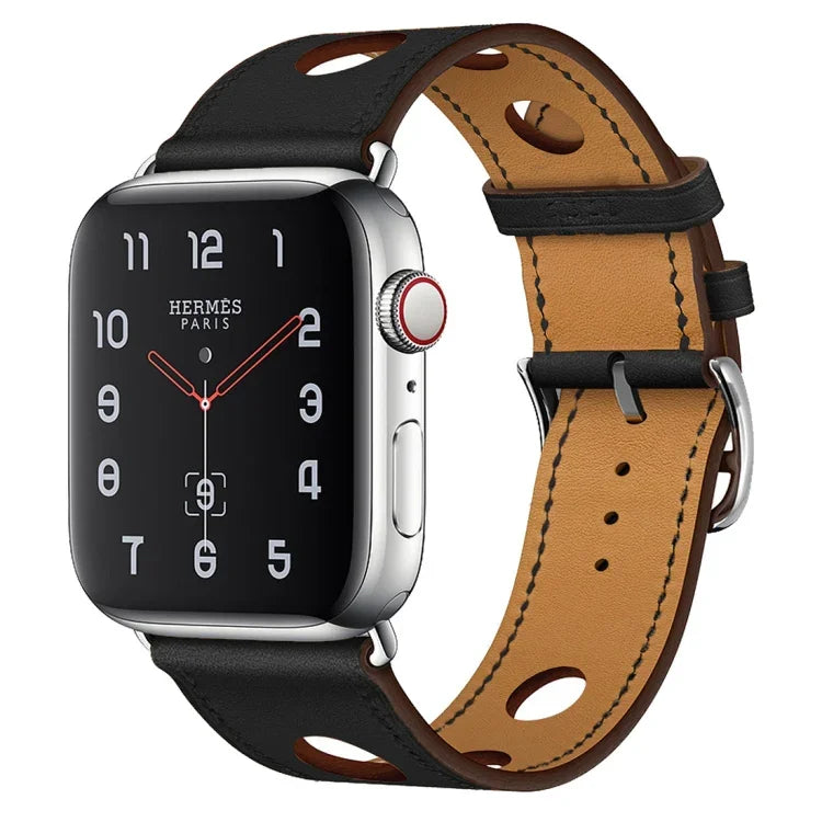 レザー三つ穴交換用ストラップウォッチバンド、Apple Watch Series 8&7 41mm / SE 2&6&SE&5&4 40mm / 3&2&1 38mm対応、Apple Watch Series 7 45mm / 6 & SE & 5 & 4 44mm / 3 & 2 & 1 42mm対応、Apple Watch Series 7 41mm / 6 & SE & 5 & 4 40mm / 3 & 2 & 1 38mm対応