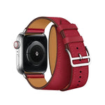 レザーダブルループ交換用ストラップウォッチバンド、Apple Watch Series 7 41mm / 6 & SE & 5 & 4 40mm / 3 & 2 & 1 38mm対応、Apple Watch Series 7 45mm / 6 & SE & 5 & 4 44mm / 3 & 2 & 1 42mm対応