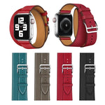 レザーダブルループ交換用ストラップウォッチバンド、Apple Watch Series 7 41mm / 6 & SE & 5 & 4 40mm / 3 & 2 & 1 38mm対応、Apple Watch Series 7 45mm / 6 & SE & 5 & 4 44mm / 3 & 2 & 1 42mm対応