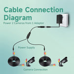 5.5 x 2.1mm メスからオスプラグ DC電源スプリッターアダプター電源ケーブル、30cm、70cm