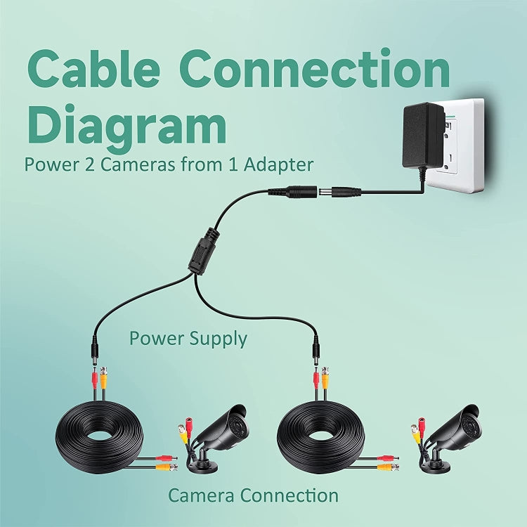 5.5 x 2.1mm メスからオスプラグ DC電源スプリッターアダプター電源ケーブル、30cm、70cm