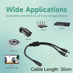 5.5 x 2.1mm メスからオスプラグ DC電源スプリッターアダプター電源ケーブル、30cm、70cm