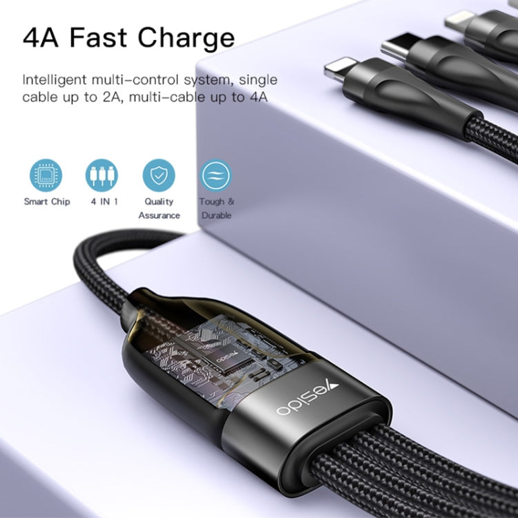 YESIDO CA111 1.2m 4A USBからデュアルType-C + デュアル8ピン充電ケーブル、CA111