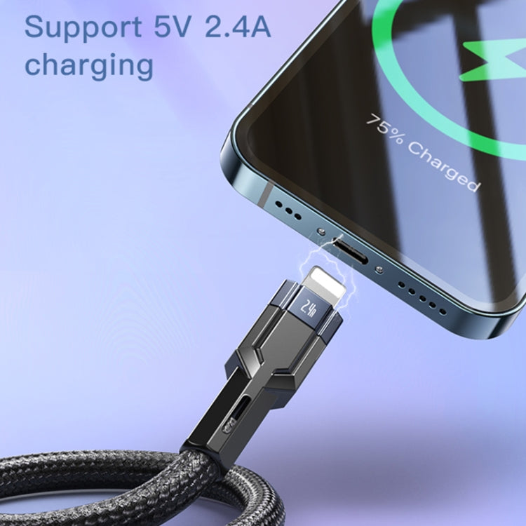 YESIDO CA107 1.2m 2.4A USB-C / Type-C から 8ピン OD0.6 充電データケーブル、CA107