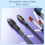 YESIDO CA107 1.2m 2.4A USB-C / Type-C から 8ピン OD0.6 充電データケーブル、CA107