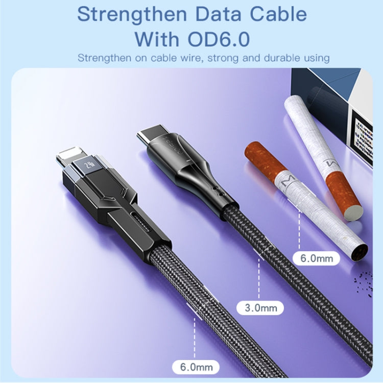 YESIDO CA107 1.2m 2.4A USB-C / Type-C から 8ピン OD0.6 充電データケーブル、CA107