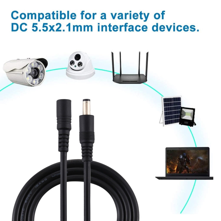 5.5 x 2.1mm メスからオス DC電源延長ケーブル、1m、1.5m、3m、5m、10m