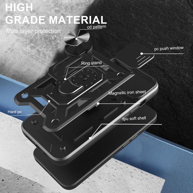 スライディングカメラカバー設計 TPU+PCスマホケース、iPhone 17e / 16e用、iPhone 17 Pro Max用、iPhone 17 Pro用、iPhone 17用、iPhone Air用、iPhone 16 Pro Max用